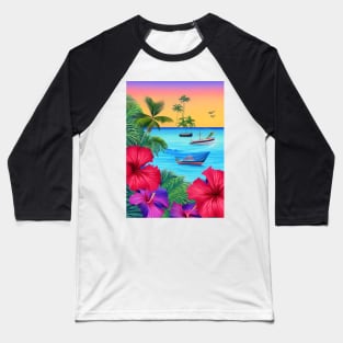 Tropical Sunset Beach Scene 3 Baseball T-Shirt